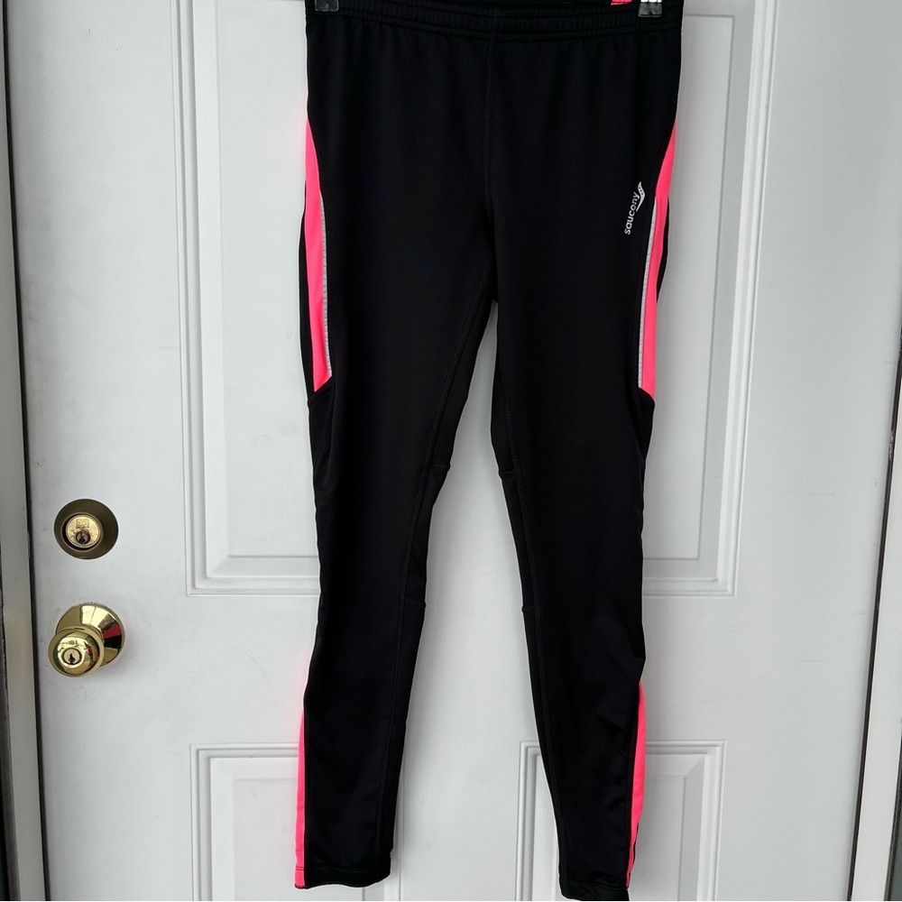 •Saucony• ViziPro Zip Leg Slit Running Tights - Size Small